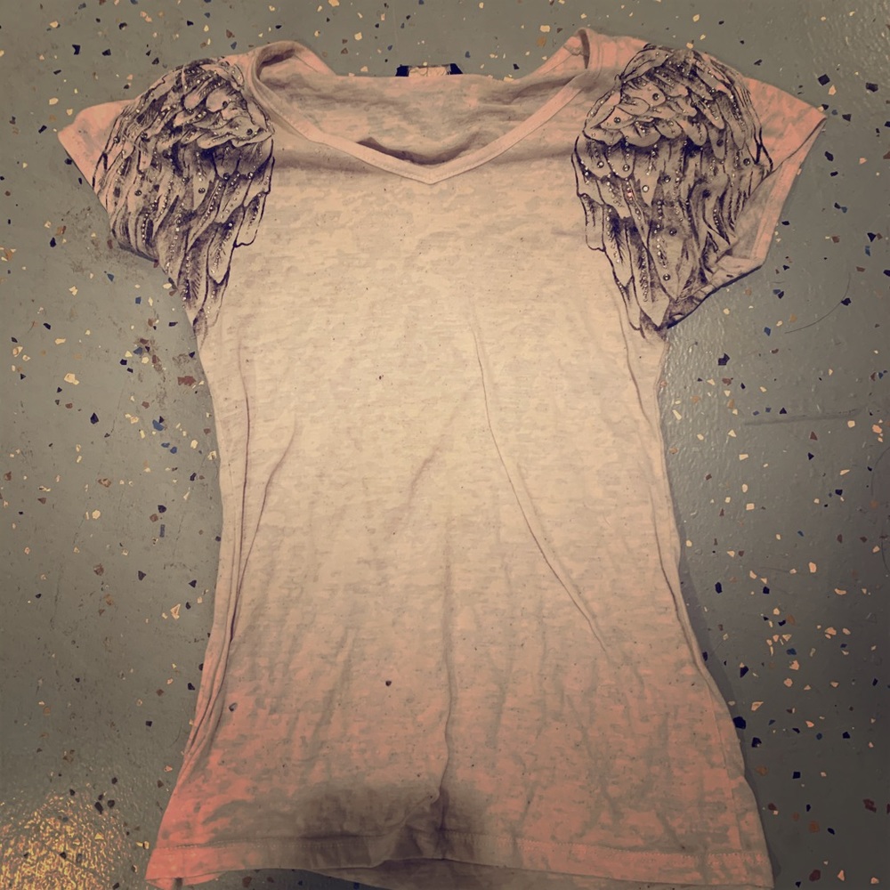 White see through angel wing T-shirt